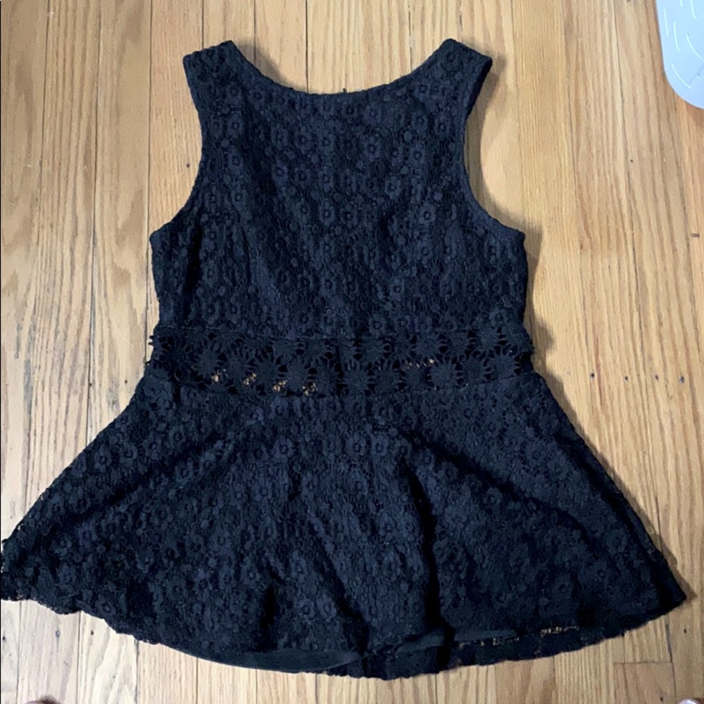 Black peplum lace top